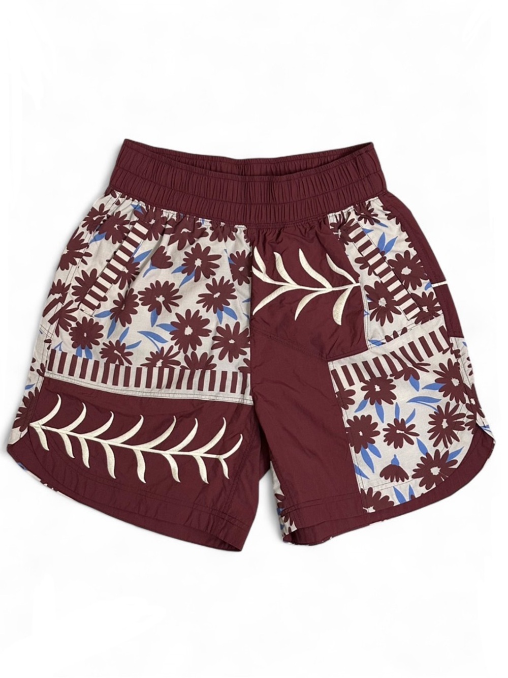 FP Movement Prime Time Hiking Shorts Floral Embroidered Burgundy Maroon XS NWOT